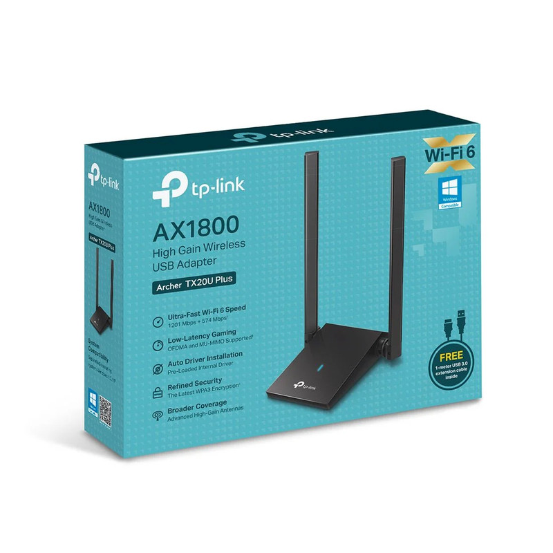  TP-Link TX20U Plus AX1800 Dual Antennas High Gain Wireless USB Adapter -  محول واي فاي